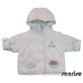 baby`s velour knitted hoody coat,long sleeve coat,embroider coat